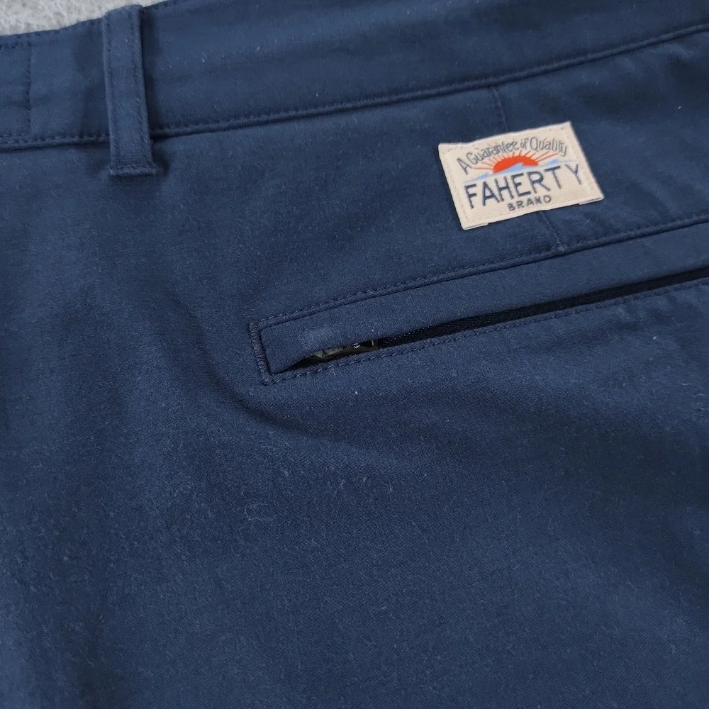 Faherty All Day Shorts Mens 36 Blue Stretch Chino Drawstring Beach Casual Summer
